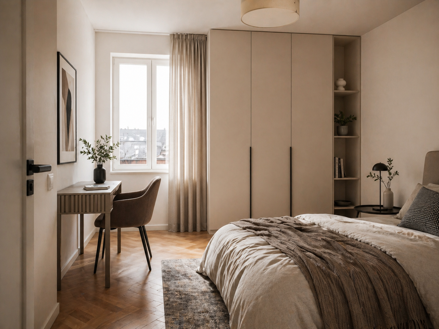 Bedroom with workspace